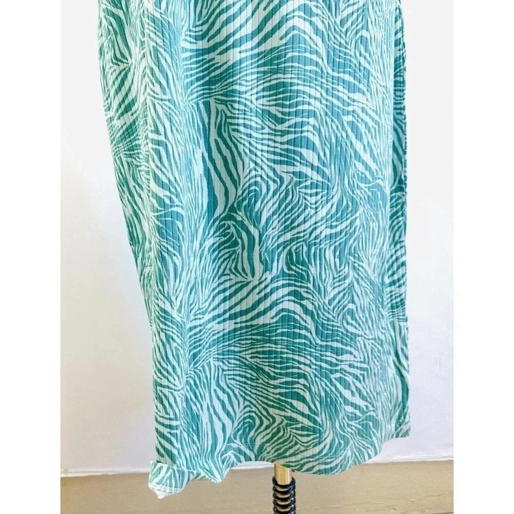 NWT NINE WEST Women Sleeveless Pullover One Shoulder Green Blue Dress Plus Sz 3X - Picture 3 of 12
